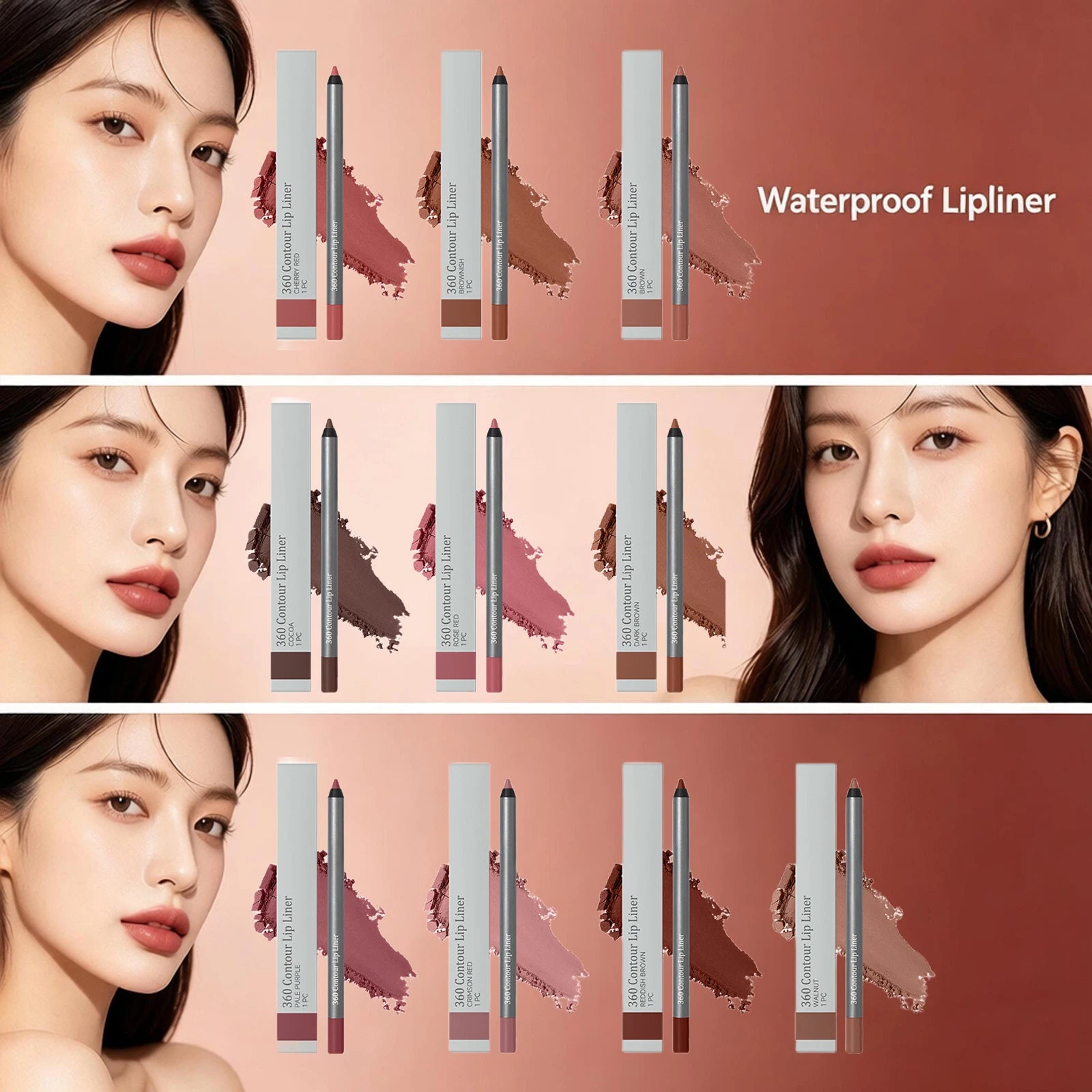 10-Colors Lip Liner Waterproof Lip Liner Pencil Long Lasting Defines Lip Contour Natural Fuller Plumper Lip Contour Makeup Oasis Select