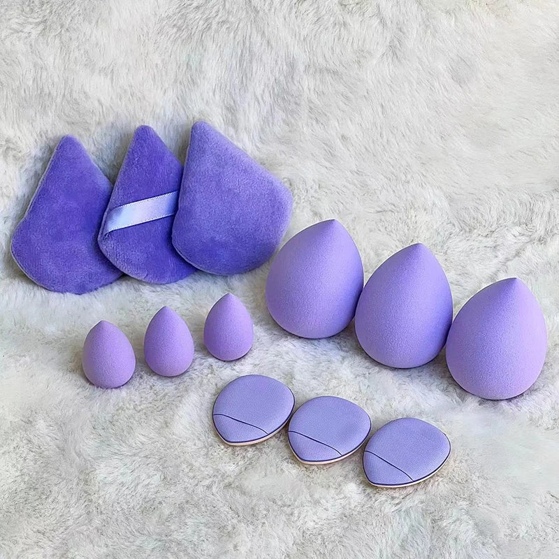 12 Pieces Powder Puff Face Triangle Makeup Sponge Soft Velour Puffs for Loose Powder Setting Powder Blender Foundation Sponge Be Oasis Select PURPLE