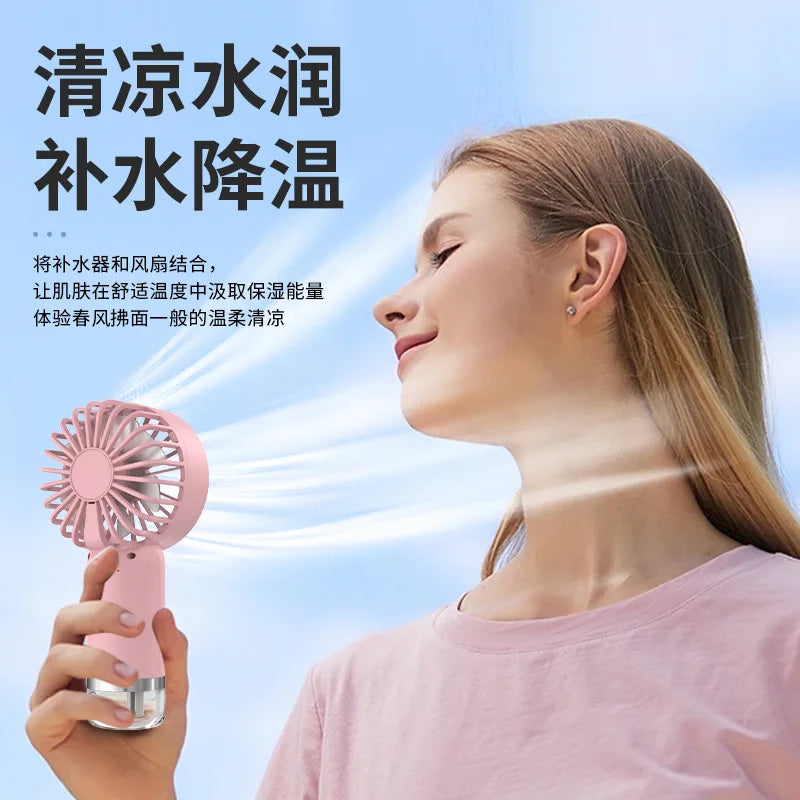 Handheld Spray Mist Fan – USB Rechargeable Portable Cooling