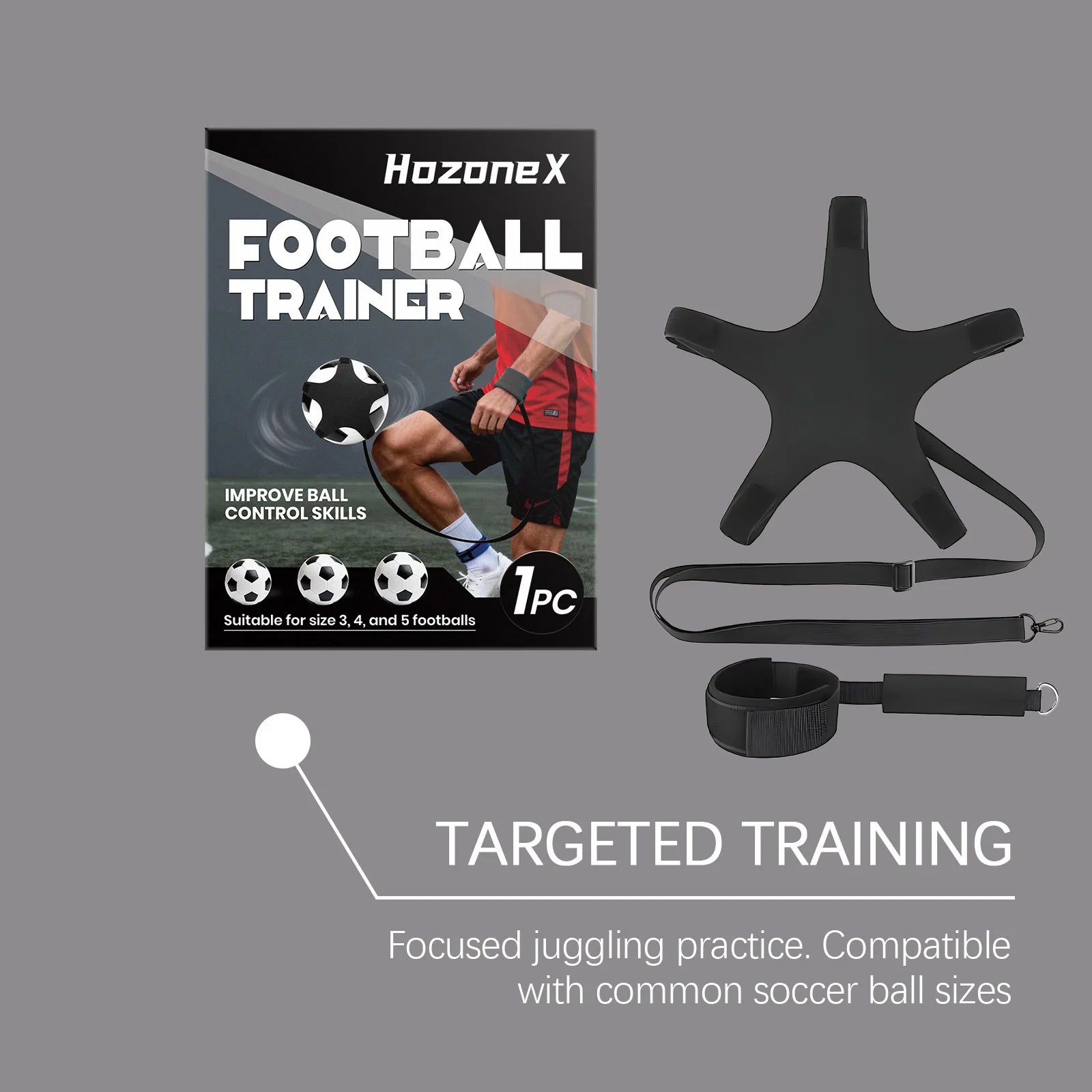 Football Trainer Adjustable Wristband Solo Practice Ball Control Fits Size 3 4 5 Footballs For Kids Adults Soccer Training Oasis Select