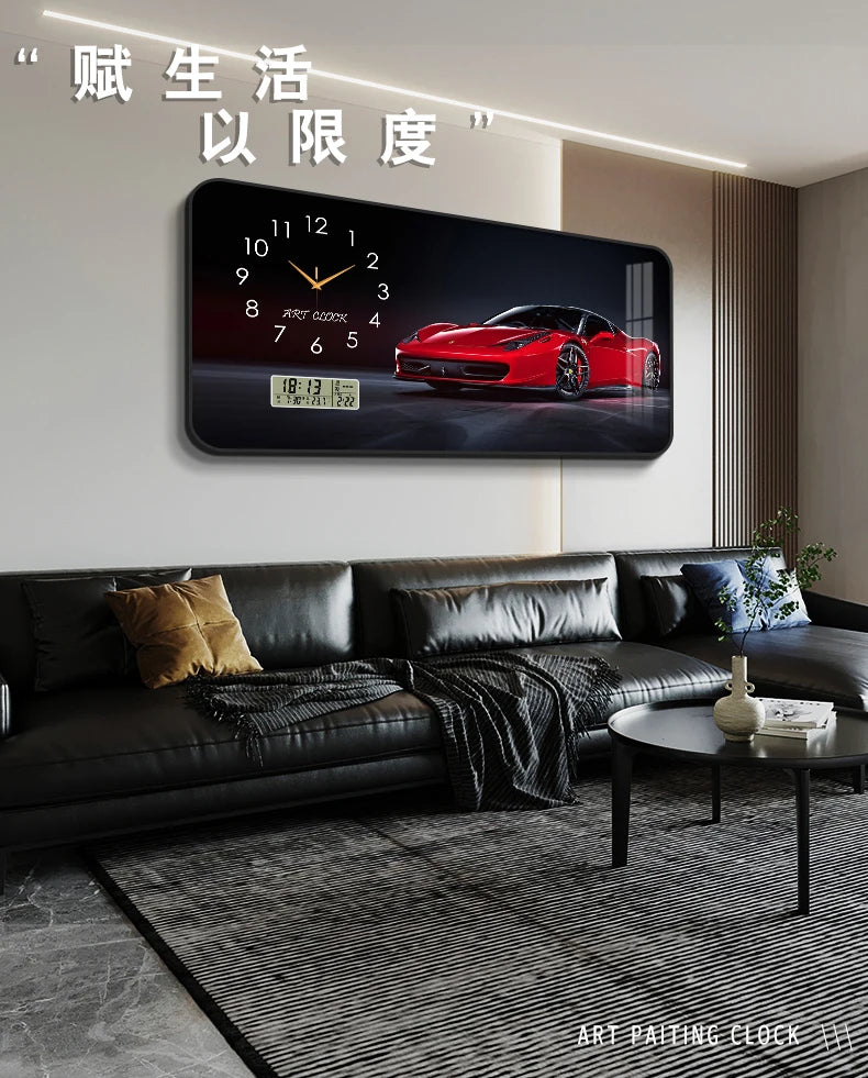 Car Clock Living Room Creative E-sports Room Silent Clock Auto Repair Beauty Shop Personality Art Decorative Painting Wall Clock Oasis Select