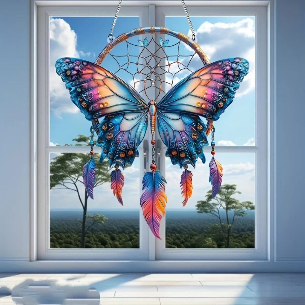1PCS Acrylic Dream pendant Catcher Hanging Ornament Waterproof Design Home Decor Butterfly Hummingbird Art Gift Idea Decoration Oasis Select