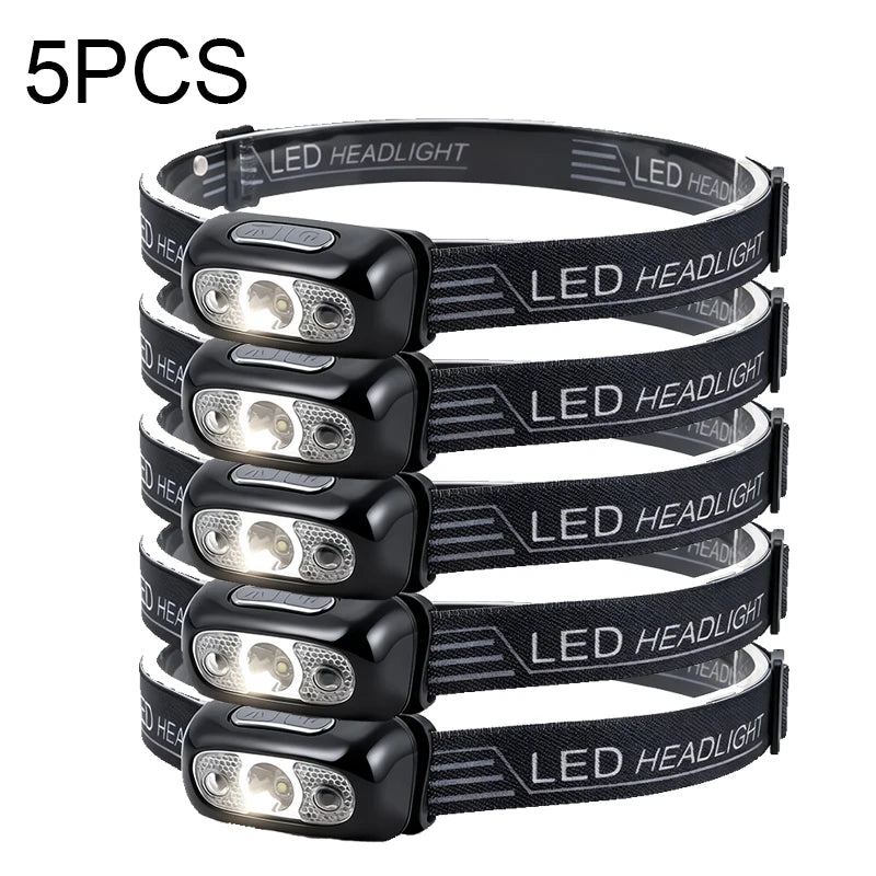 LED Sensor Headlamp USB Rechargeable – 8 Modes, Waterproof