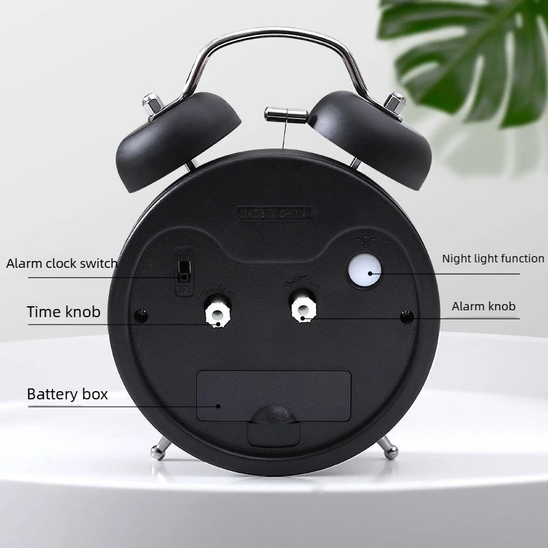 Alarm Clock Creative Metal Silent Night Light Fashion Multifunctional Personality Student Living Room Bedroom Bedside Bell Clock Oasis Select