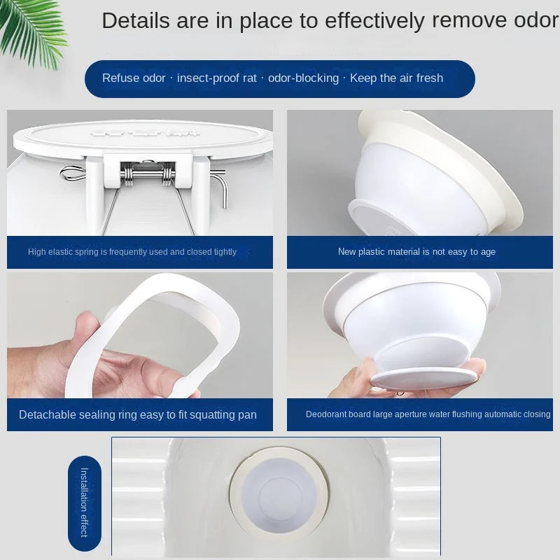 Anti-smell Plug Squatting Pan Squat Toilet Pit Anti-blocking Stopper Durable Prevent Sewage Overflow Cover Bathroom Accessory Oasis Select