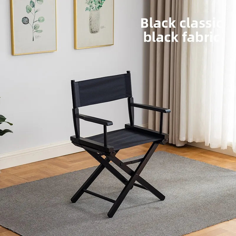 Beech director chair portable solid wood folding chair outdoor leisure chair makeup chair outdoor sketch chair bar chair fishing Oasis Select black cloth H