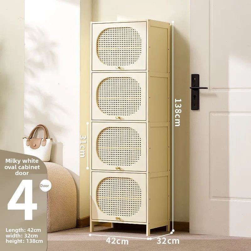 Household entrance shoe cabinet large capacity simple narrow multi-layer vertical small shoe cabinet corridor Oasis Select Milky white-9 layers