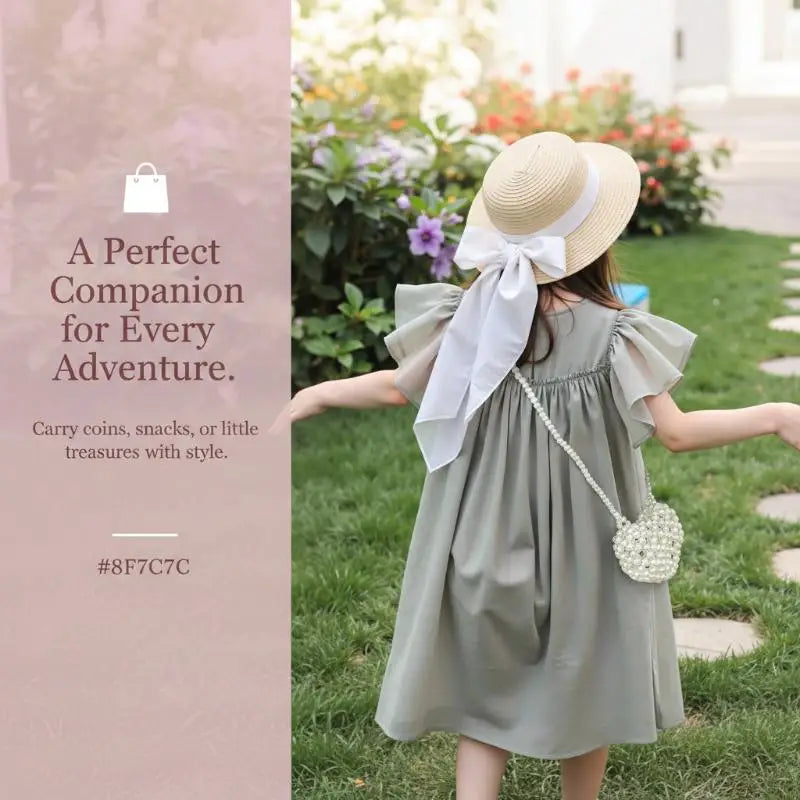 Pearl Beaded Heart Bag for Kids & Girls Sweet Love Shape Mini Fashion Handbag Cute Daily Accessory Gift Option Oasis Select
