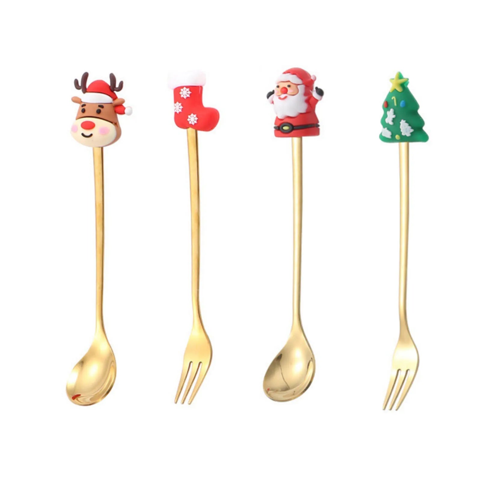 Christmas Stainless Steel Spoon & Fork Cutlery Gift Set – 4 Pc Holiday Cutlery Set Oasis Select