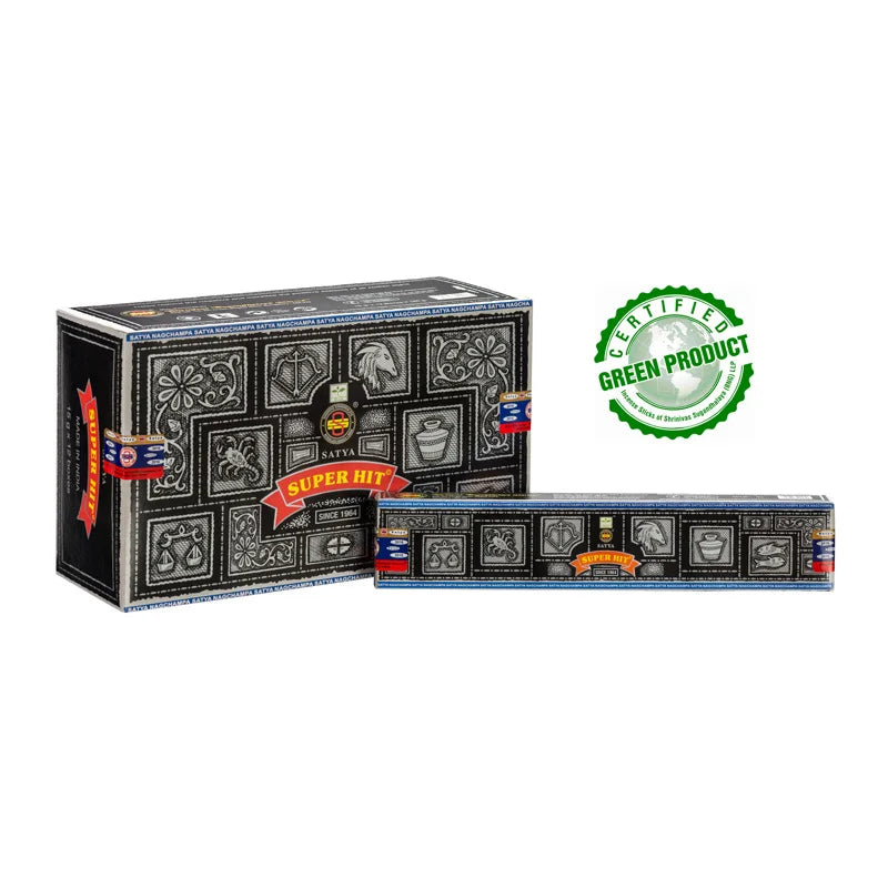 SATYA Super Hit Incense, Original (4 /8 /12boxes X 15g) - Aroma of Herbs Massala for Meditation, Relaxation and Yoga Oasis Select