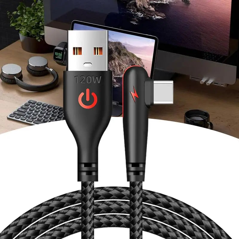 90 Degree USB C Cable Fast Charging Braided 120W Charger Cord TypeC Fast Charging Cord TypeC USB C Cable Right Angle USB C Cable Oasis Select