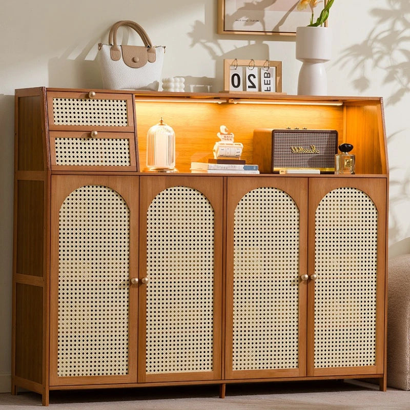 Solid wood shoe cabinet grid reticulated breathable household entrance entrance door door shoe cabinet storage entrance cabinet Oasis Select