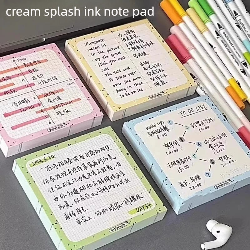 Post-it Notes Ins Style High-looking Cream Splash Ink Post-it Notes Study Plan Memo Can Be Written Sticky Notes Oasis Select