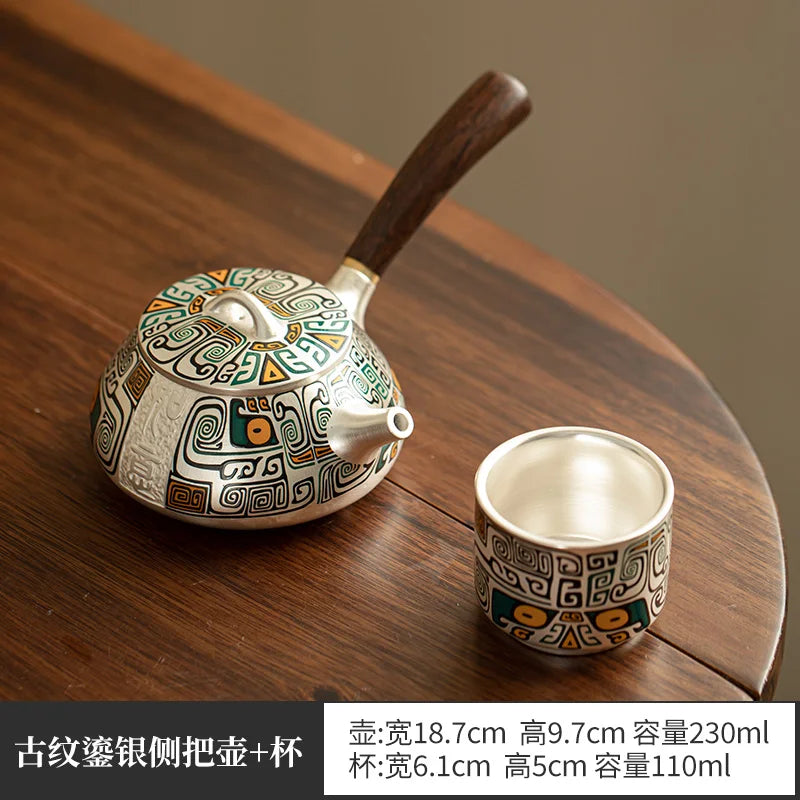 Silver tea set Sterling silver Japanese side teapot fair cup tea set silver health care anti-scalding tea infuser Oasis Select B