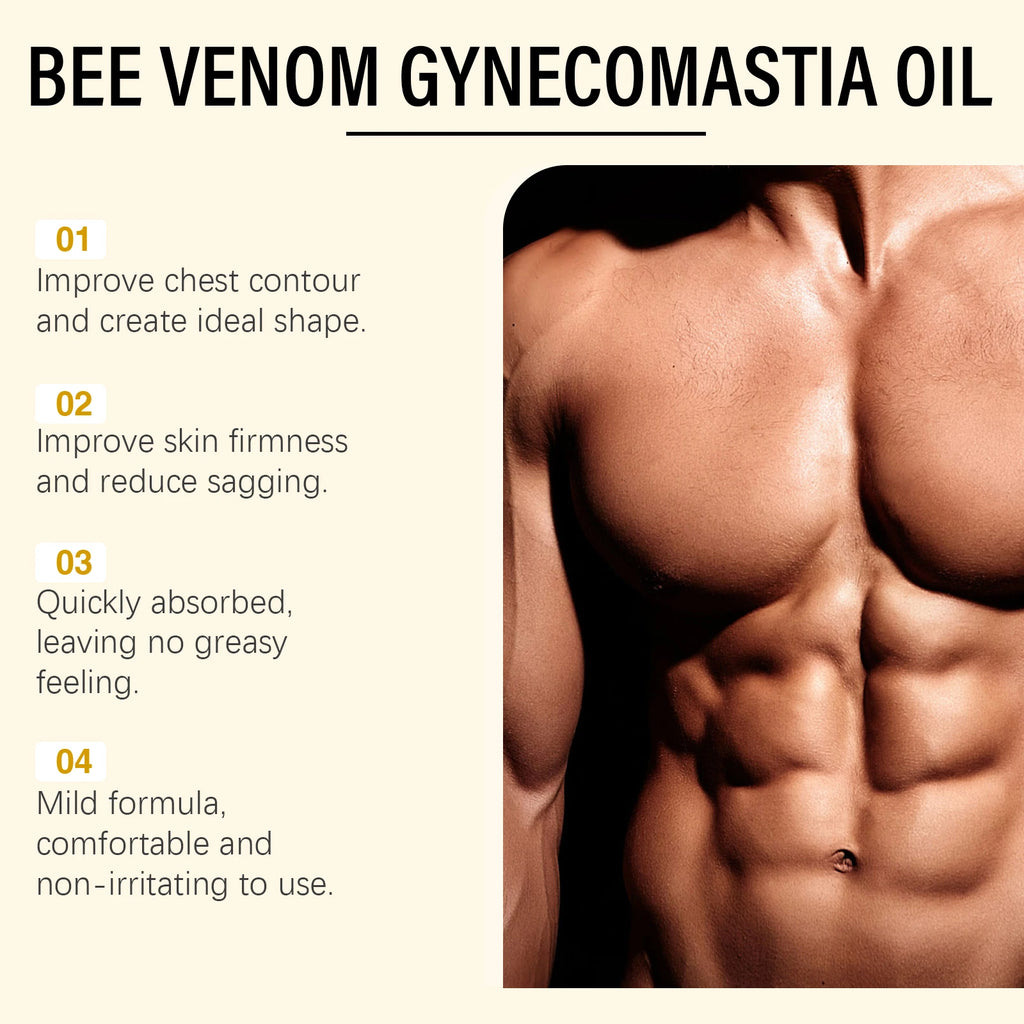 Bee Venom Men's Chest Massage Oil Firming Nourishing Care for Chest Contouring Tightening Elasticity Oil Men's Chest Skin Care Oasis Select
