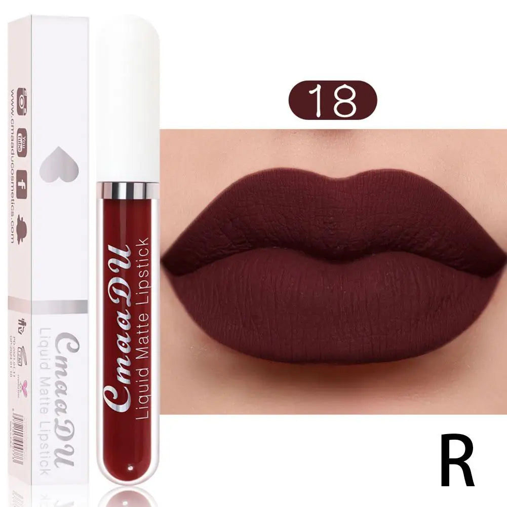 18 Color Waterproof Liquid Matte Lipstick Long Lasting Sexy Red Moisturizing Lip Gloss Velvet Non-Stick Lip Tint Makeup Cosmetic Oasis Select 18