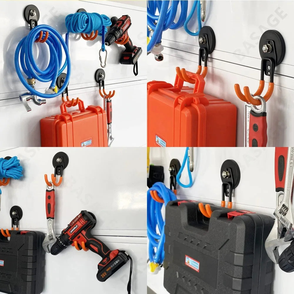 Strong Magnet Garage Hook, Nail Free Installation, High Load-Bearing, Anti Slip, Waterproof, Suitable for Gardening Tools, 43mm Oasis Select