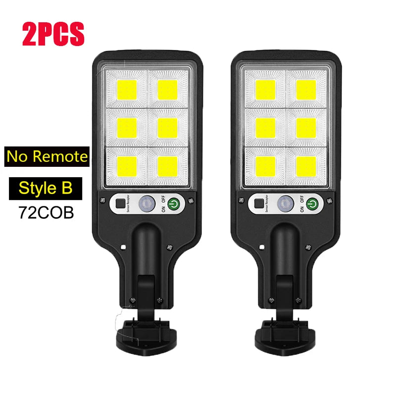 108 COB Sensor Street Lamp 3 Light Modes Outdoor Rechargeable Security Solar Lamps for Garden Patio Path Remote Control Light Oasis Select 2PCS 72COB