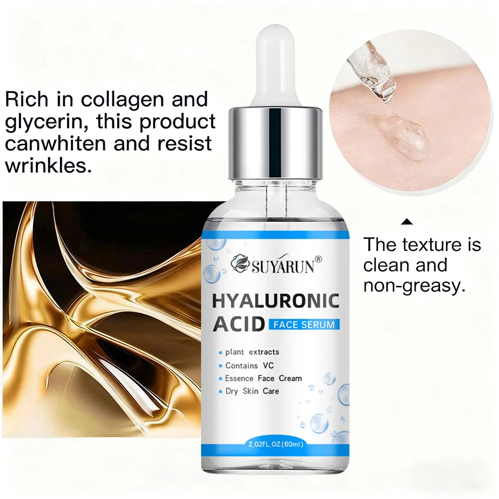 SUYARUN Hyaluronic Acid Serum - 24H Intense Hydration, Anti-Wrinkle & Plumping, Lightweight Face Moisturizer for All Skin Types. Oasis Select