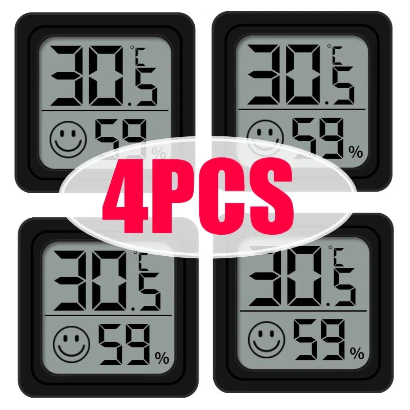 6PCS Mini Digital Thermometer Hygrometer Indoor Temperature LCD Electronic Monitor Hygrometer Outdoor Room Baby Oasis Select 4PCS-Black
