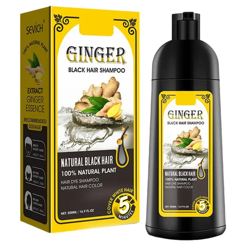 500ml Ginger shampoo coconut Shampoo Natural Hair Dye Shampoo Blacking Gray Hair Dye Black Shampoo For White Coloring Oasis Select