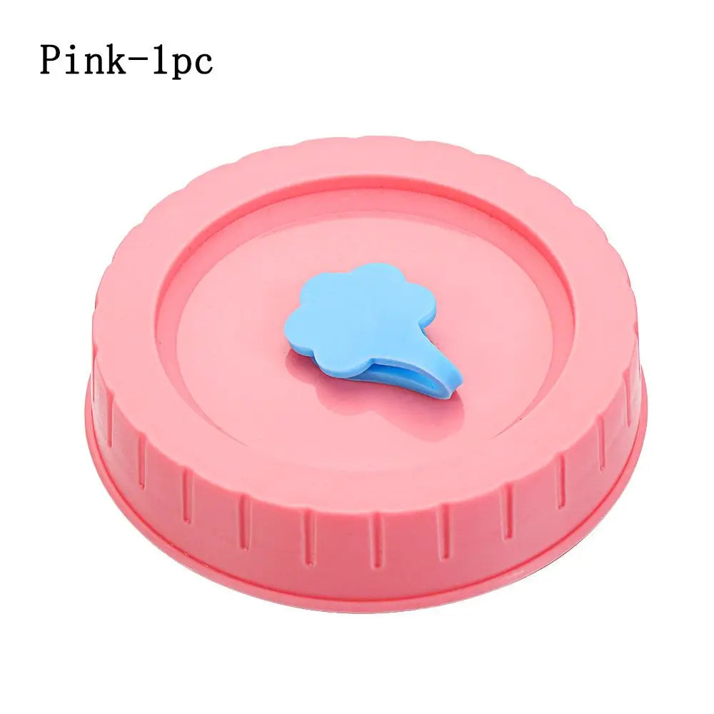 Cute Plastic Mason Jar Lids With Straw Hole Leak-Proof Jar Caps Food Storage Canning Lids Kitchen & Dining Supplies Oasis Select Pink-1pc