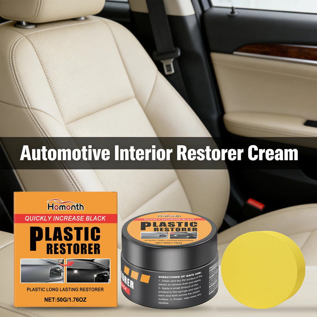 Automotive Interior Restorer Cream with Sponge Car Maintenance Cream UV Protection Repel Dust Stains Waterproof Repair Car Care Oasis Select