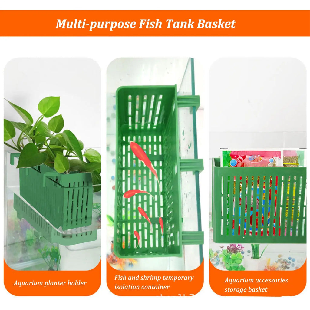 Aquarium Plant Stand Adsorbable Hydroponic Plant Storage Plastic Aquarium Square Hollow Storage Basket Fish Tank Decorations Oasis Select