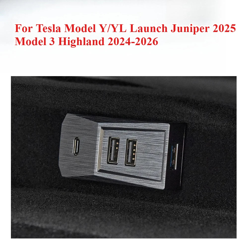 Custom Fit Easy Install Glovebox USB Hub For Tesla Model YL Y Juniper Launch Model 3 Highland Type-C Splitter Docking Station Oasis Select 1PC