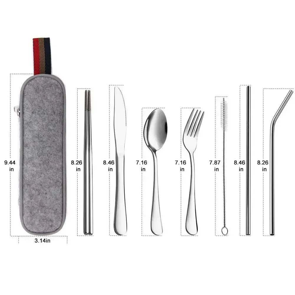 8-Piece Stainless Steel Travel Cutlery Set with Portable Case Travel Cutlery Set Oasis Select