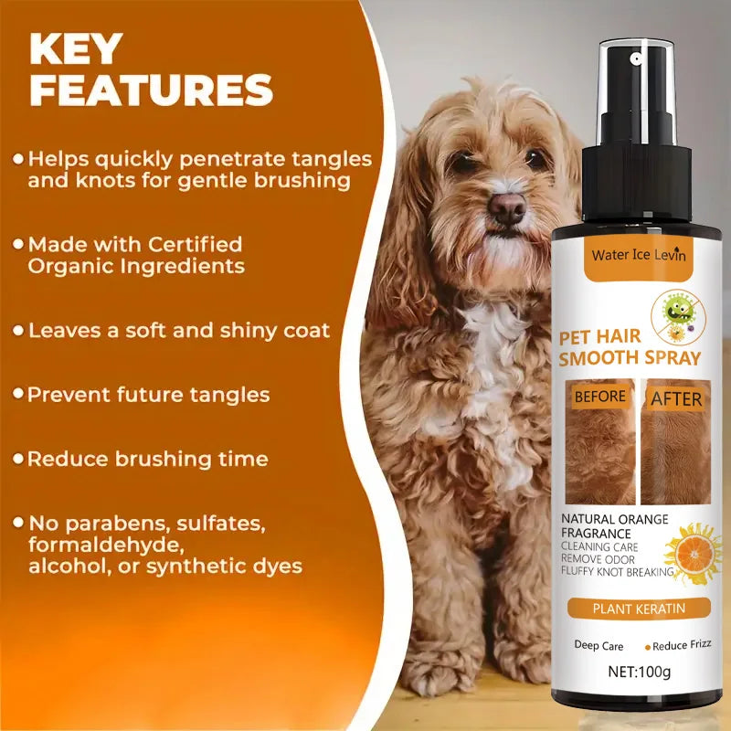 Pet Hair Smoothing Care Spray, Containing Gentle Ingredients, Deeply Moisturizes and Hydrates the Hair. Just One Spray Can Soften and Make Your Pet's Fur Smoother and Shinier. Oasis Select