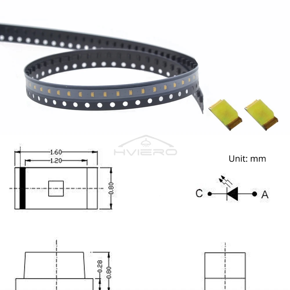 100pcs 0603 SMD LED Beads White Yellow Blue – DIY Diodes