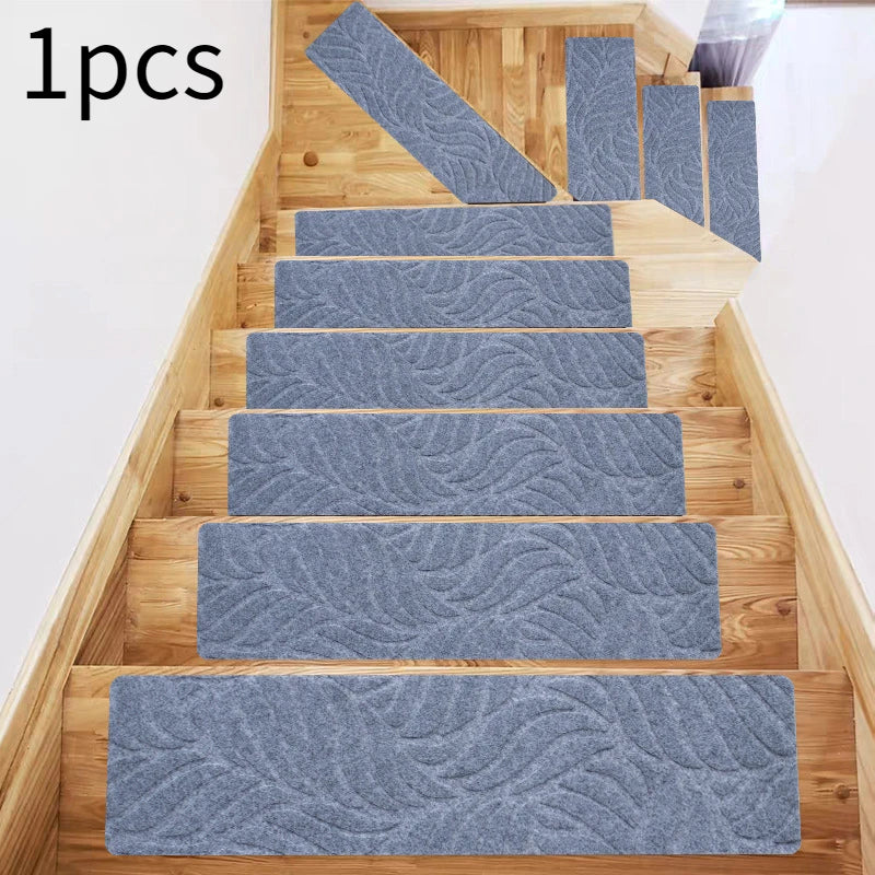 1pcs Stair mat step mat floor mat glue-free self-adhesive tpr non-slip mat brushed embossed repeated use Oasis Select 76x20.3cm 1pcs Leaf style 1pcs 1