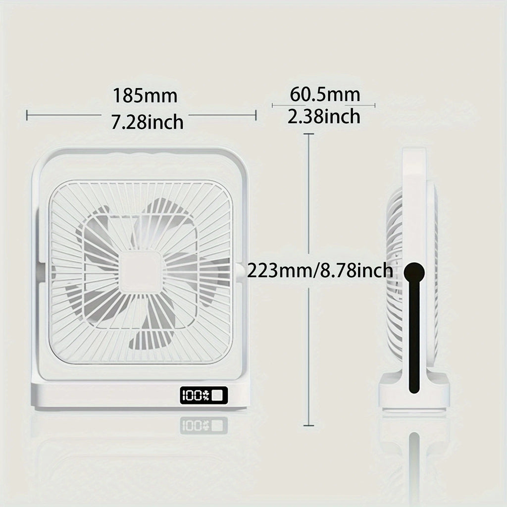 M09 Rechargeable Desktop Wall Fan – 3600mAh USB Battery