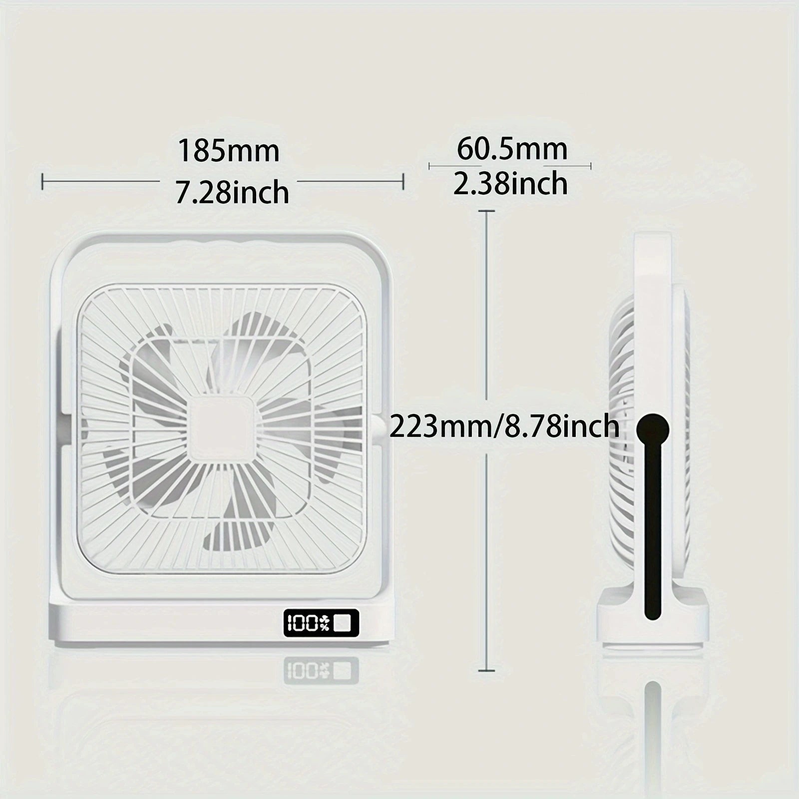 M09 Rechargeable Desktop & Wall Fan | 3600mAh USB Battery