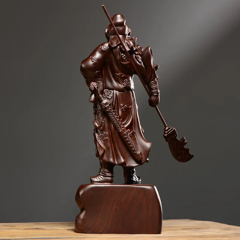 Ebony Wood Carved Guan Gong Statue Home Living Room Entrance Decor Craft Gift Living Room Decoration Oasis Select