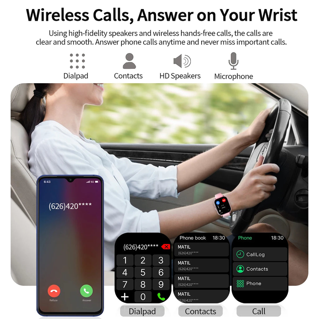 SIMSONLAB Smartwatch – Bluetooth Call & Fitness Tracker Watch