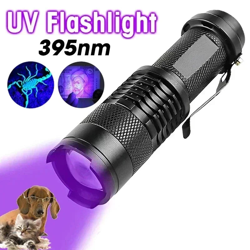 Wavelength Violet Flashlight UV LED Portable Flashlight 395nm Black Light Pet Urine Scorpion Feminine Hygiene Detector Torch Oasis Select