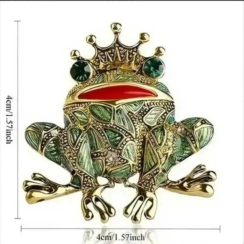 Crown Frog Brooch Inlaid Shiny Rhinestone Animal Pin Elegant Decorative Corsage For Coat Dress Suit Party Daily Fashion Ornament Oasis Select