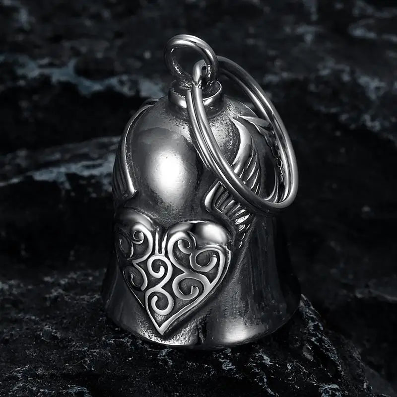 Motorcycle Bell Fashion Lucky Bell Pendant Heart Wing Motorcycle Bell for Men Motorcycle Punk Rock Exorcism Pendant Accessories Oasis Select