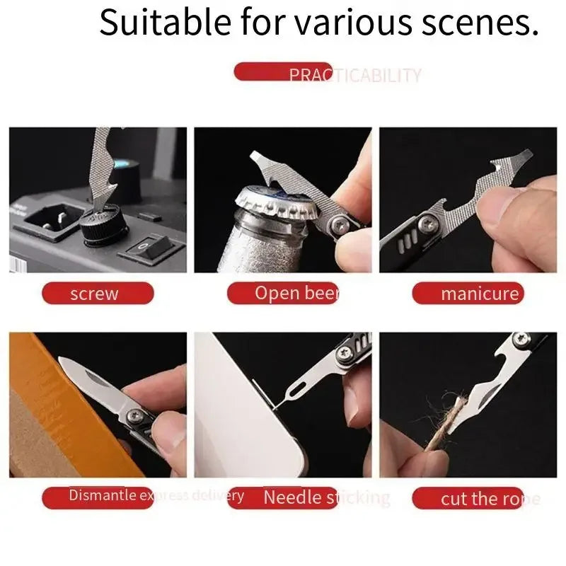 Mini Folding Multi Tool Pocket Utility Knife with Bottle Opener and Pry Bar for Everyday Carry Tasks SIM Ejector Tool Oasis Select