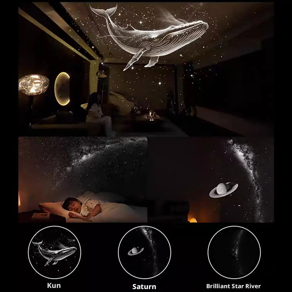 2-in-1 Galaxy Starry Sky Projector Portable 360° Rotate Mini LED Night Light Atmosphere Decor for Bedroom Home Party Oasis Select