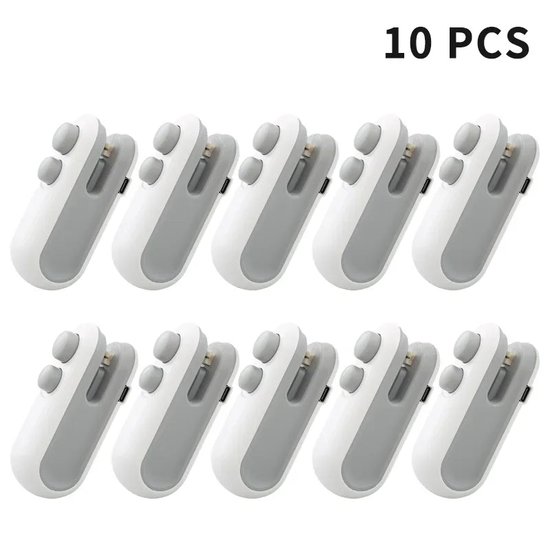 Portable Mini Sealer 2 in 1 Heat Sealer For Snacks Home use rechargeable sealer Vacuum Sealer Snacks plastic bag heat sealer Oasis Select 10PCS