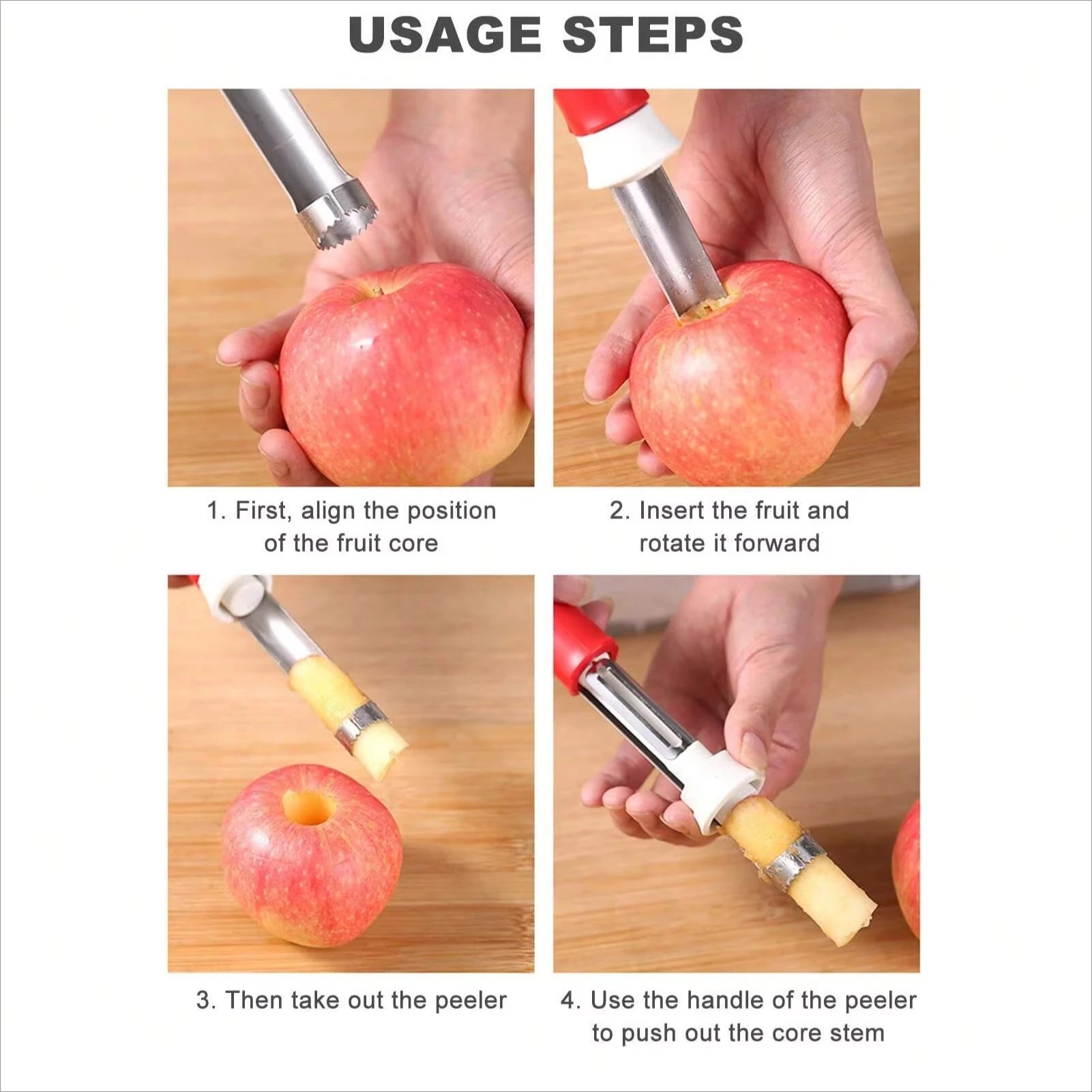 New Apple Corer Stainless Steel Pear Fruit Vegetable Tools Core Seed Remover Cutter Seeder Slicer Knife Kitchen Gadgets Tools Oasis Select