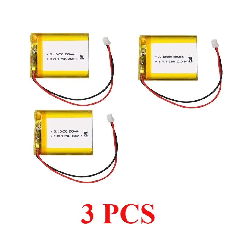 Rechargeable 104050 3.7V Large Capacity 2500mAh Li-Po Battery Lithium Polymer Lipo Cells for GPS MP3 4 5 Driving Recorder Camera Oasis Select 3 PCS