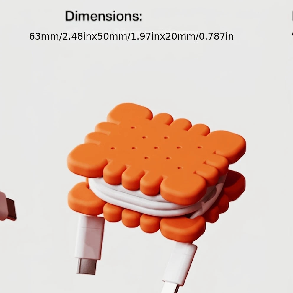 Cartoon Cookie Shape Cable Winder 3D Printed Mini Portable Travel Tools USB Charging Cord Wrapper Wire Fixer for Daily Use Gifts Oasis Select