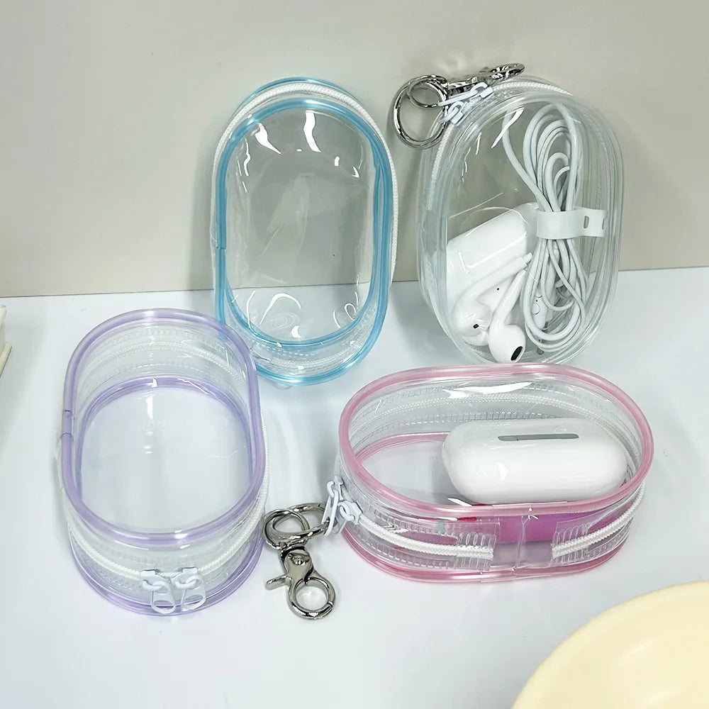 Portable Mini Clear Zipper Storage Bag Keychain Cartoon Doll Children Toy Mystery Box Organizer For Earphones Chargers Gift Bag Oasis Select