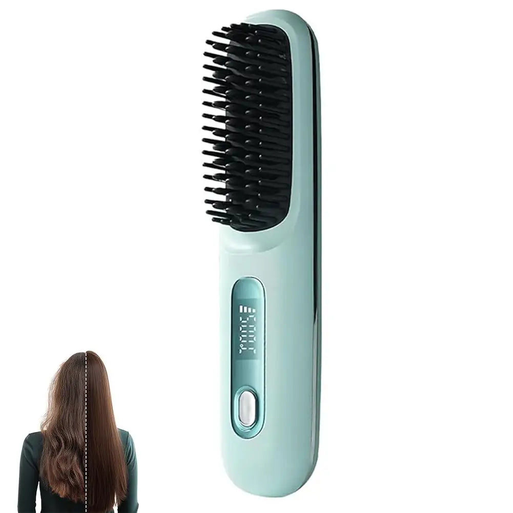 Cordless Hair Straightening Brush – Negative Ion USB Rechargeable Hair Straightening Brush Oasis Select blue