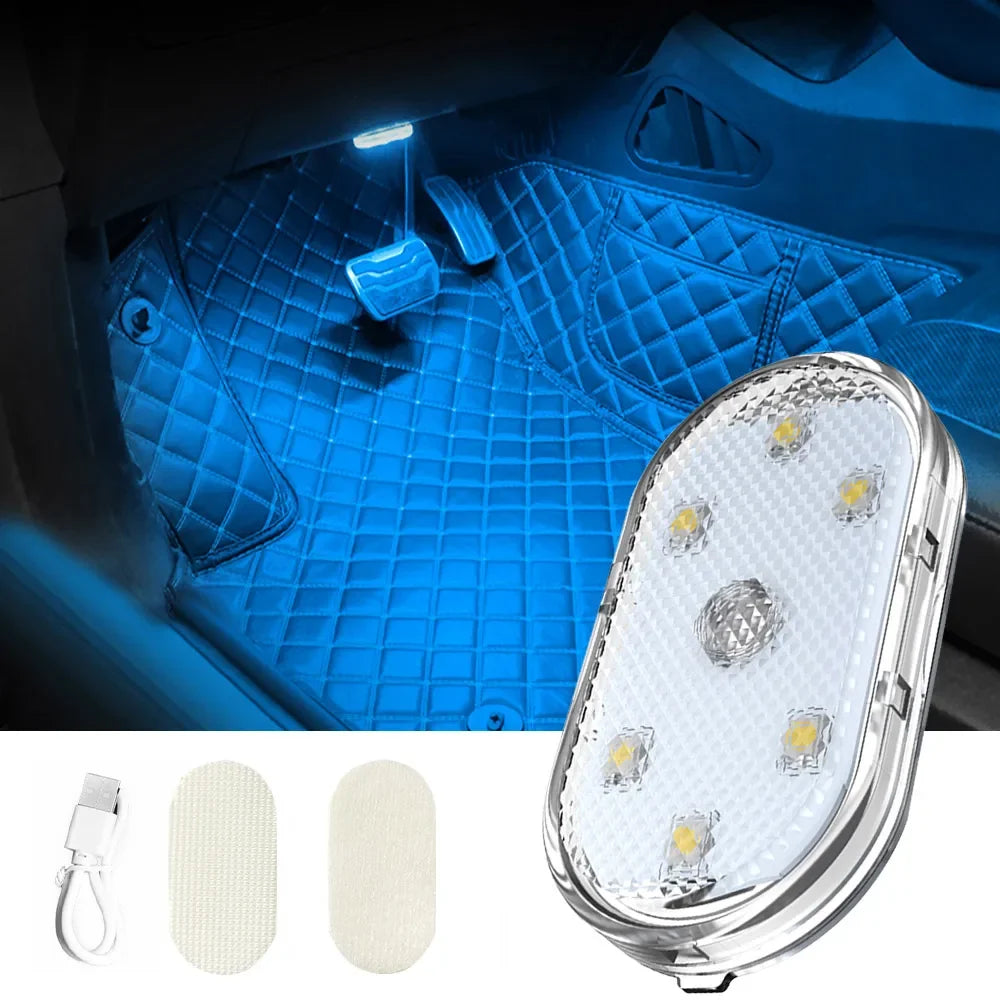 1/2pcs LED Touch Light Hand Car Roof Ceiling Lamp Indoor Car Lighting Night Reading Light Reading Lamp Car Interior Lights Oasis Select ice blue