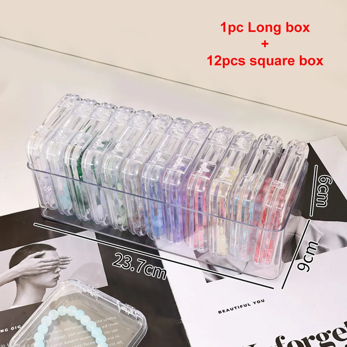 Transparent Nail Storage Box, Fake Nail Display Box, Bracelet, Jewelry, Jewelry Organizing Box Oasis Select Long Box 12 square boxes